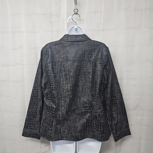 Bamboo Traders Jacket Black Croc Print Animal Punk Grunge Goth Streetwear L - Picture 9 of 13